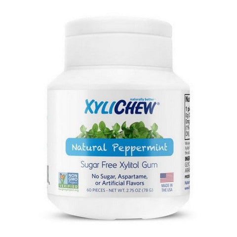 Xylichew, 100% Xylitol Chewing Gum Peppermint, 60 Count Xylichew
