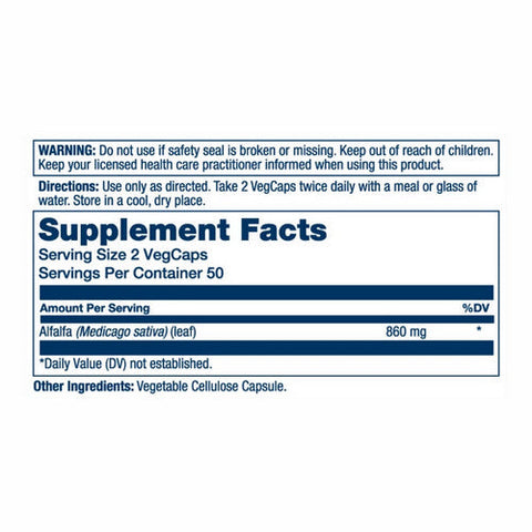 Solaray, Alfalfa, 430 Mg, 100 Veg Caps