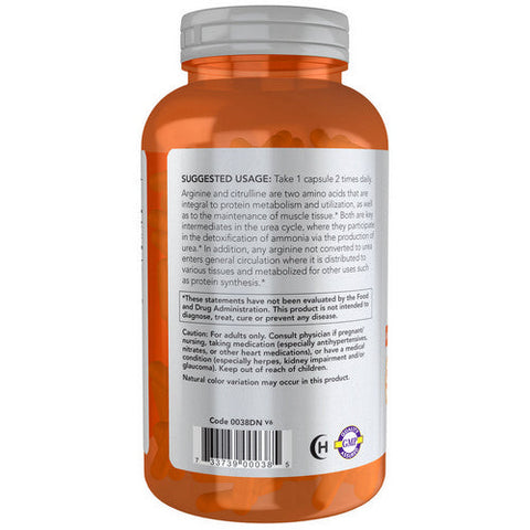 Now Foods, Arginine Citrulline, 500 mg, 240 Veg Caps Now Foods
