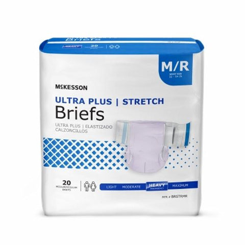 Unisex Adult Incontinence Brief McKesson Ultra Plus Stretch Tab Closure Medium Disposable Heavy Abso Count of 1 by McKesson