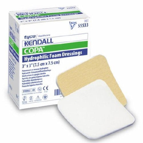 Kendall, Foam Dressing 3 X 3 Inch Without Border Without Film Backing 55533, Box Of 10 Kendall