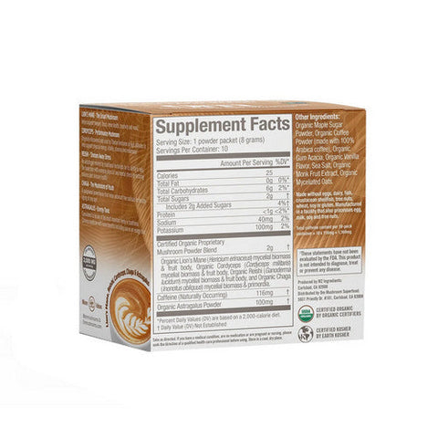Om Mushrooms, Coffee Latte Mushroom Powder, 2.82 Oz (10 pouches) Om Mushrooms