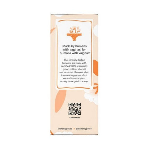 The Honey Pot, 100% Organic Grown Super Tampons With Bpa-Free Applicator, 18 Count The Honey Pot