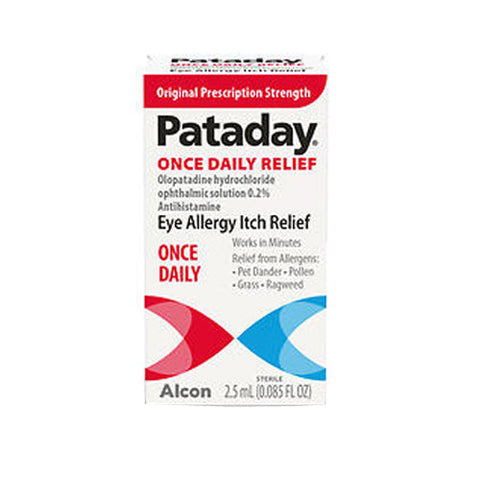 Pataday, Olopatadine Hydrochloride Ophthalmic 0.2% Eye Allergy Itch Relief Solution Once Daily Original, 2.5 ml Pataday