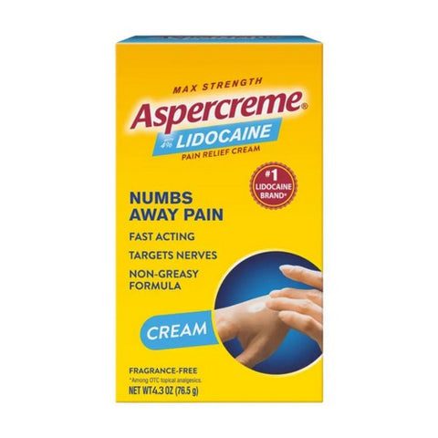 Aspercreme, 4% Lidocaine Pain Relief Cream Max Strength, 4.3 Oz Aspercreme