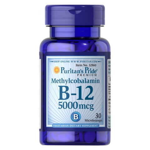Puritan's Pride, Methylcobalamin Vitamin B-12 5000 mcg, 30 Microlozenges Puritan's Pride