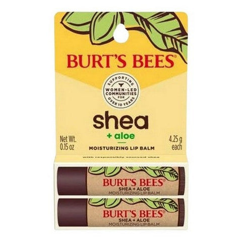 Burts Bees, Shea Butter And Aloe Moisturizing Lip Balm Tubes In Blister Box, 0.15 Oz Burts Bees