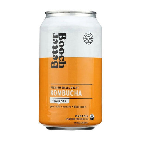 Better Booch, Organic Golden Pear Kombucha With Pear Plus Tulsi Plus Tumeric Plus Black Pepper, 12 Oz X 4 Count (Case Of 6) Better Booch