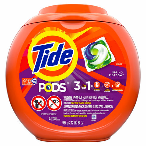 Liquid Laundry Detergent 3 In 1 Pods Spring Meadow 42 Count (Case Of 4) by Tide