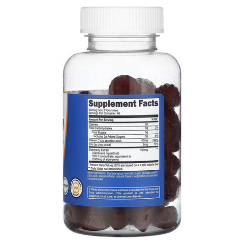 Nutricost, Elderberry Gummies With Vitamin C And Zinc, 100 Mg, 90 Count Nutricost