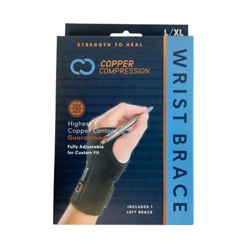 Copper Compression, Wrist Brace Fits Left Hand Large And X-Large, 1 Count Copper Compression