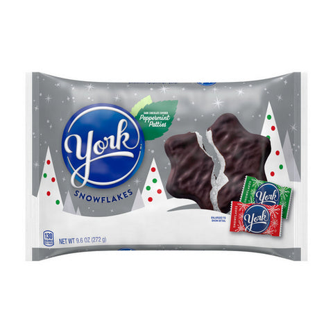 Dark Chocolate Peppermint Patties Snowflakes Candy 9.6 Oz (Case Of 24) by York