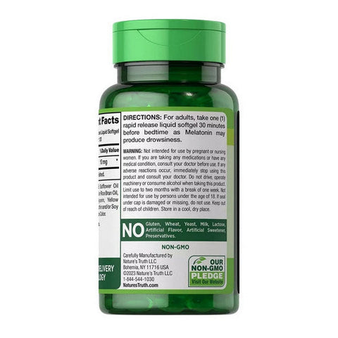 Nature's Truth, Sleep Melatonin Rapid Release Liquid, 10 Mg, 120 Softgels
