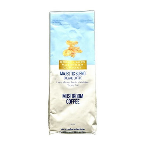 Majestic Blend Dark Roast Organic Mushroom Coffee 10 Oz by Great Lakes Mushroom Company