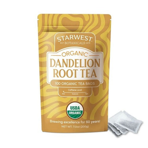 Organic Dandelion Root Roasted Tea Bags 100 Count by Starwest Botanicals