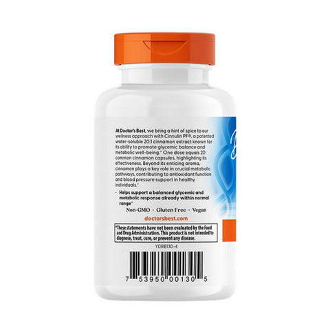 Doctors Best, Cinnamon Extract With Cinnulin PF, 125 Mg, 60 Veggie Caps Doctors Best