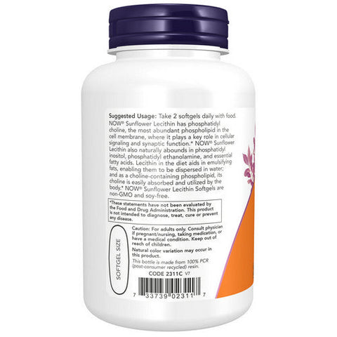 Now Foods, Sunflower Lecithin, 1200 Mg, 100 Softgels Now Foods