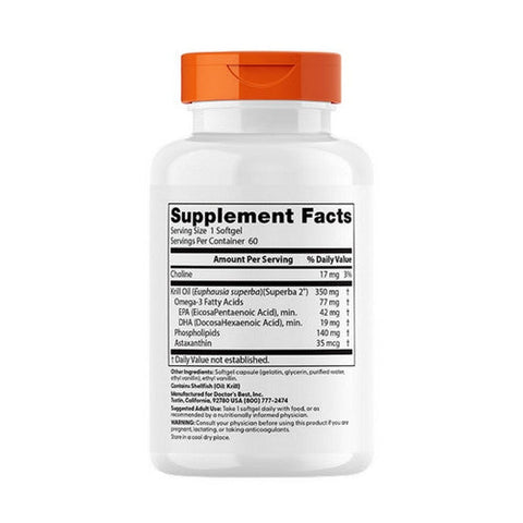 Doctors Best, Real Krill, 350 Mg, 60 Softgel Doctors Best