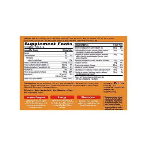 Emergen-C, Daily Immune Support Vitamin C Fizzy Drink Mix Raspberry, 1000 mg, Pack Of 10