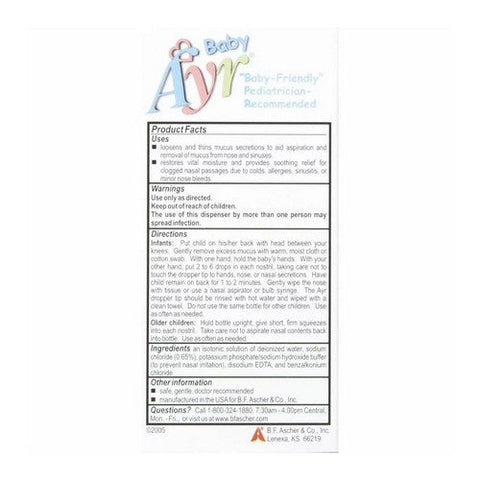 Ayr, Babys Saline Nose Spray Drops, 30 Ml Ayr